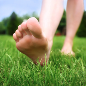 Barefoot on grass