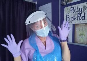 Dianne Ashcroft, the Potty Purple Pod in PPE
